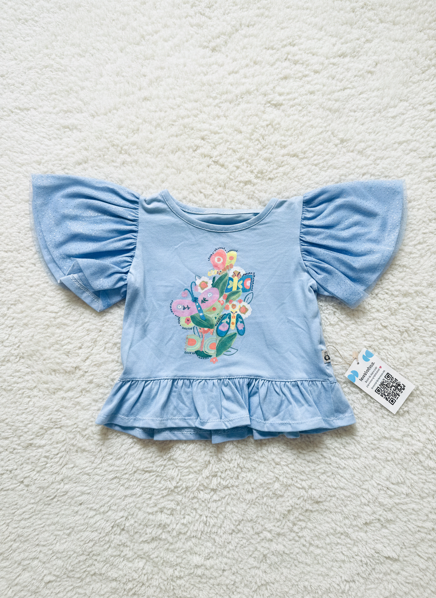 Blusa Alphabeto Brilho | Manga Bufante 100% Algodão