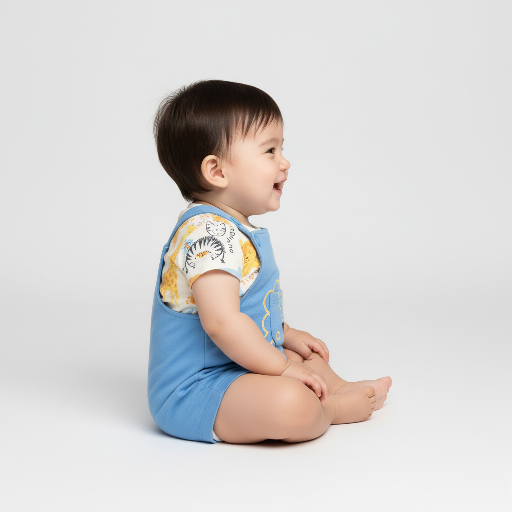 Conjunto Bebê Menino Leãozinho | Body e Jardineira Azul