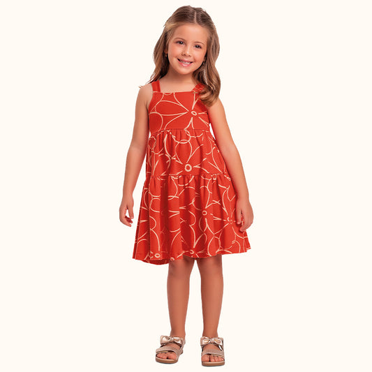 Vestido Infantil Natal Vermelho Dourado | Glitter e Pingente
