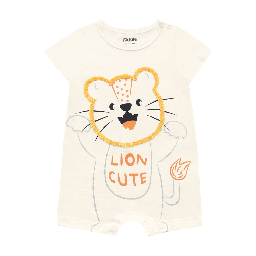 Macacão Curto Leãozinho  | Marfim em Meia Malha